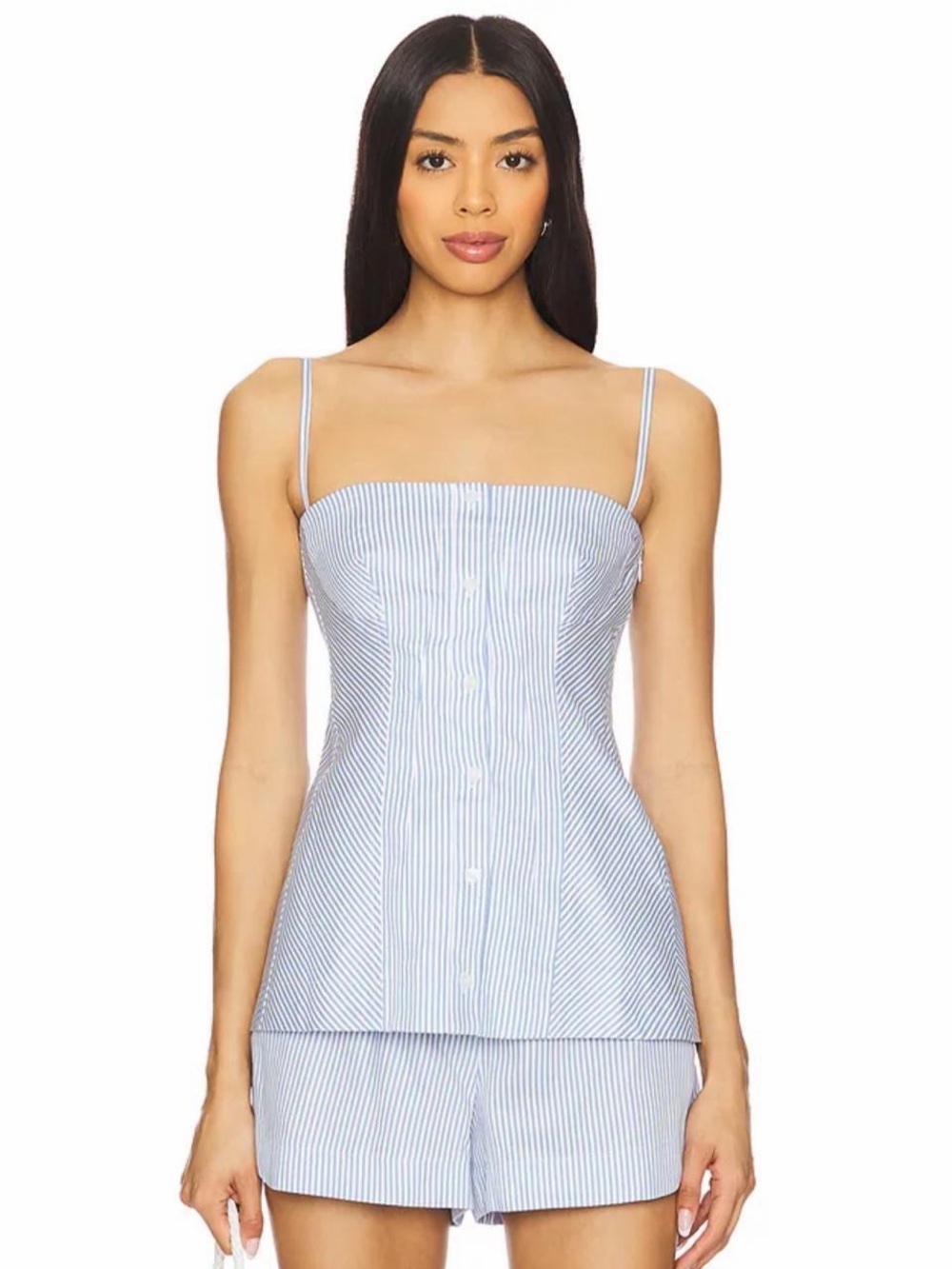 Simkhai Vivvy Bustier Top in Blue Hydrangea Stripe